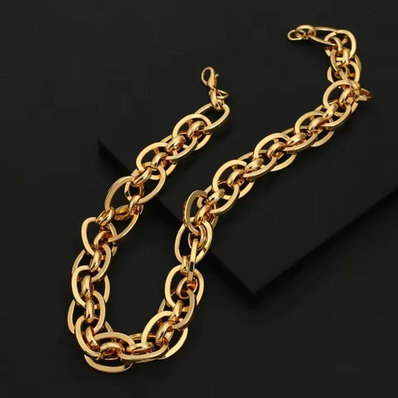 Polished Gold Chunky Link Necklace - Picture 6 of 6